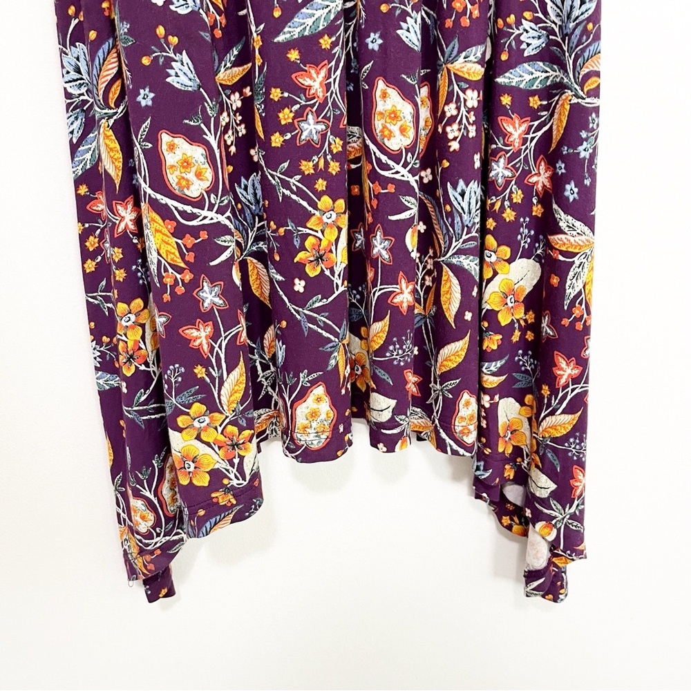 Anthropologie Purple Floral Tie-Front Midi Dress with Yellow Accents - Picture 5 of 10